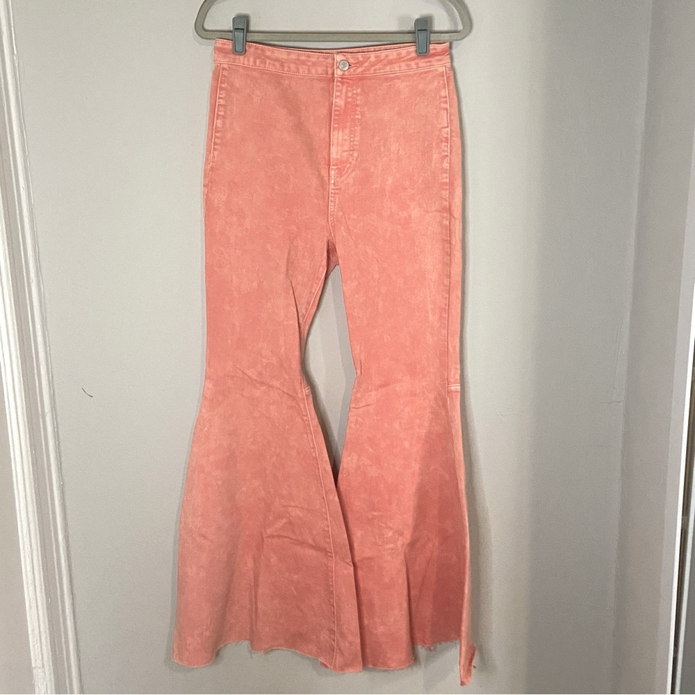 Free People Pink High-Waist Flare Jeans - Picture 4 of 7